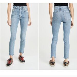 Agolde Nico High Rise Slim A093D-3002 Distressed Button fly Jeans - Size 24